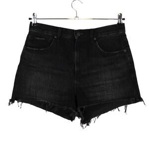 Uniqlo Jean Shorts Womens Sz 29 Black Cotton Denim High Rise Cut Offs Festival